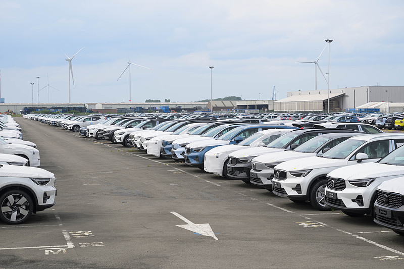 Volvo cars await shipment in Ghent, Belgium, August 4, 2024, amid anticipation that the EU may increase tariffs on electric vehicles imported from China. /CFP