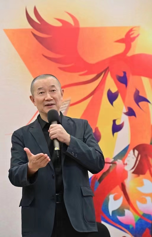 World-renowned musician Tan Dun speaks at a press event ahead of the 27th Beijing Music Festival, which begins on October 5, 2024. /Photo provided to CGTN