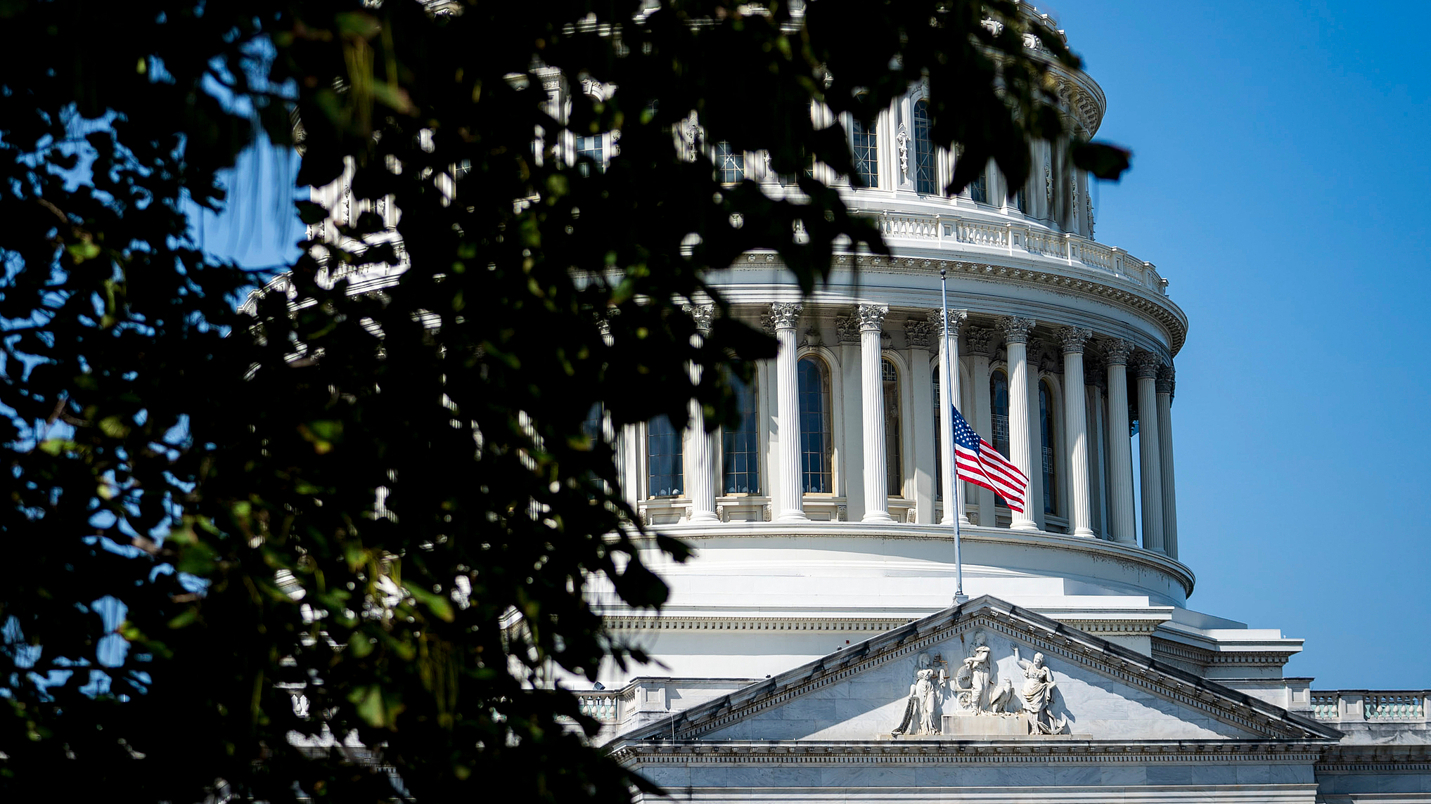 The U.S. flag at half mast to mark the 23rd anniversary of the 9/11 attacks, outside the U.S. Capitol in Washington, D.C., U.S., September 11, 2024. /CFP