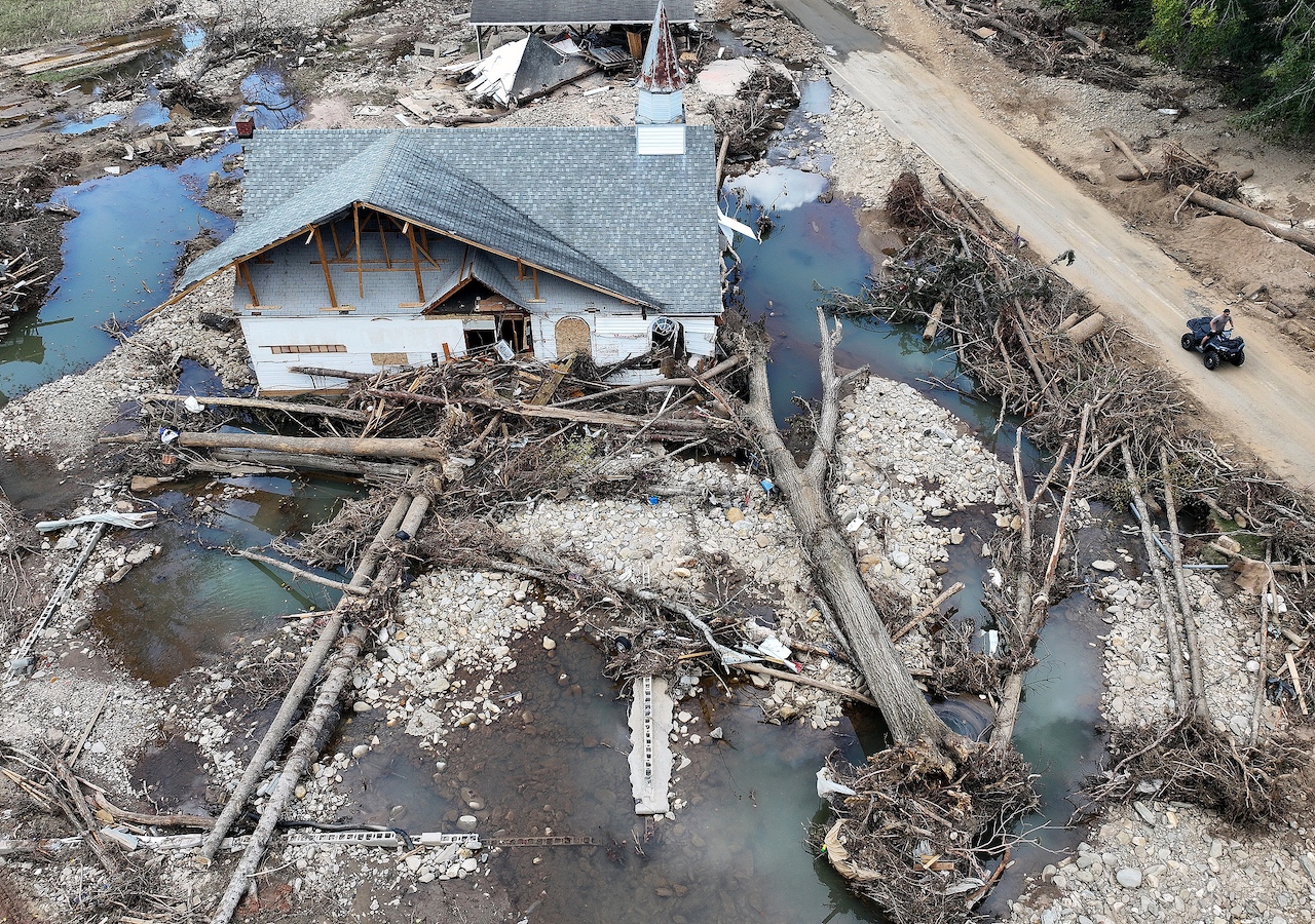 A destroyed church in the aftermath of Hurricane Helene flooding in Swannanoa, North Carolina, U.S., October 6, 2024. /CFP