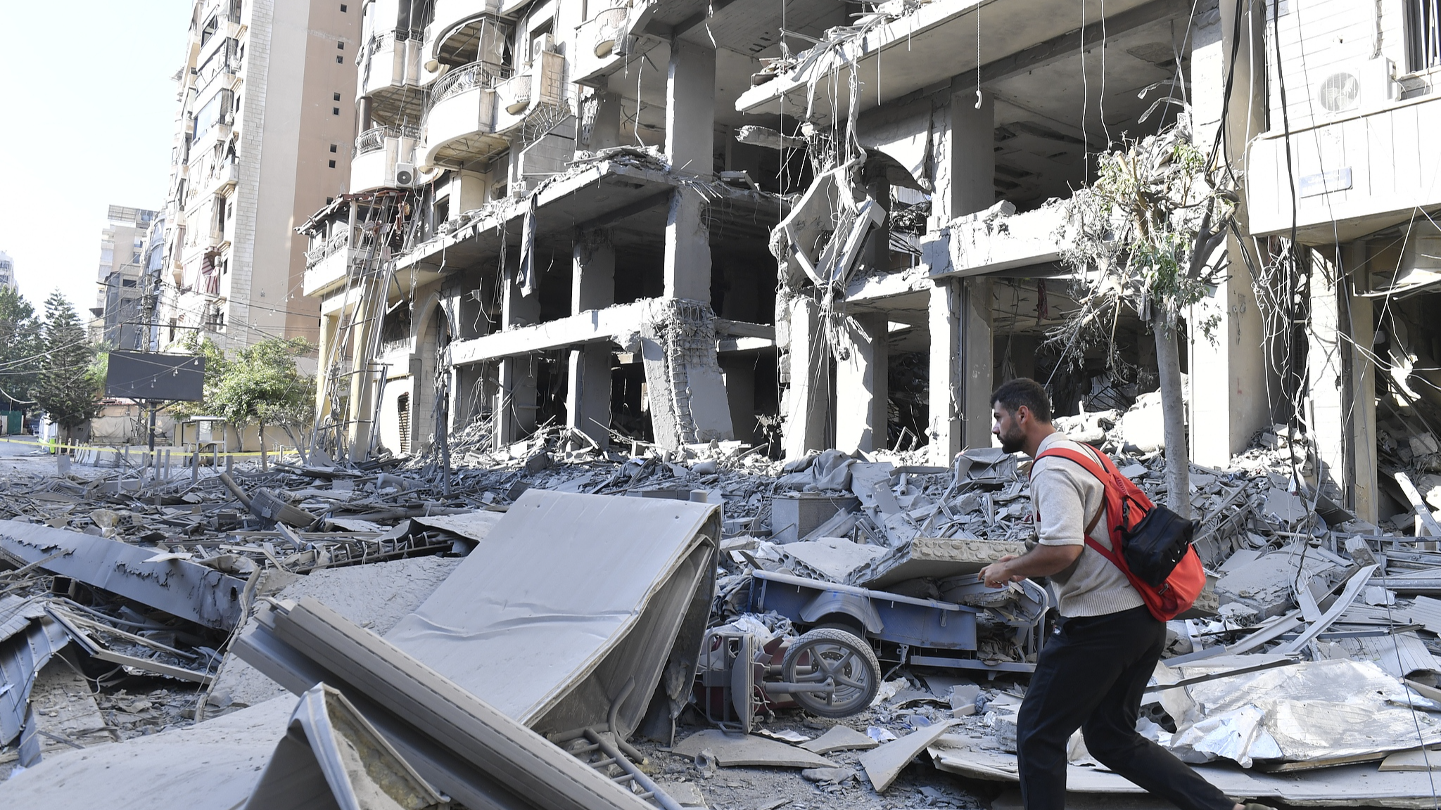 A view of a wrecked residential area following an Israeli attack on Dahieh region in Beirut, Lebanon, October 8, 2024. /CFP