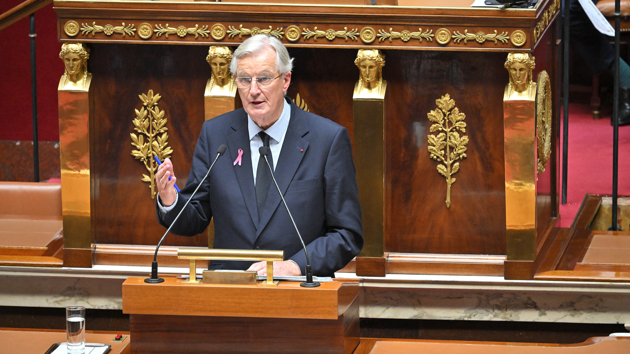 French Prime Minister Michel Barnier delivers his general policy statement to the French National Assembly in Paris, France, October 1, 2024. /CFP