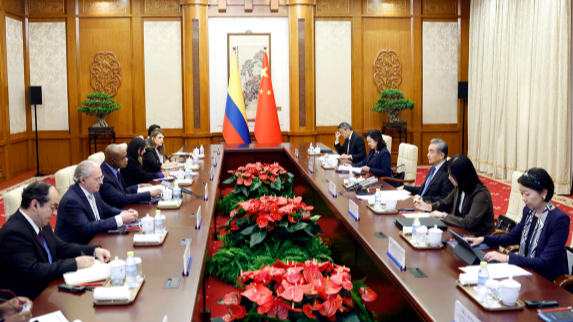 Chinese Foreign Minister Wang Yi meets with Colombian Minister of Foreign Affairs Luis Gilberto Murillo in Beijing, October 10, 2024. /China's Foreign Ministry