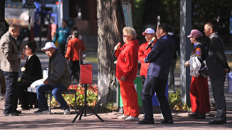 Elderly people enjoy themselves at a park in Harbin City, northeast China's Heilongjiang Province, October 11, 2024. /CFP