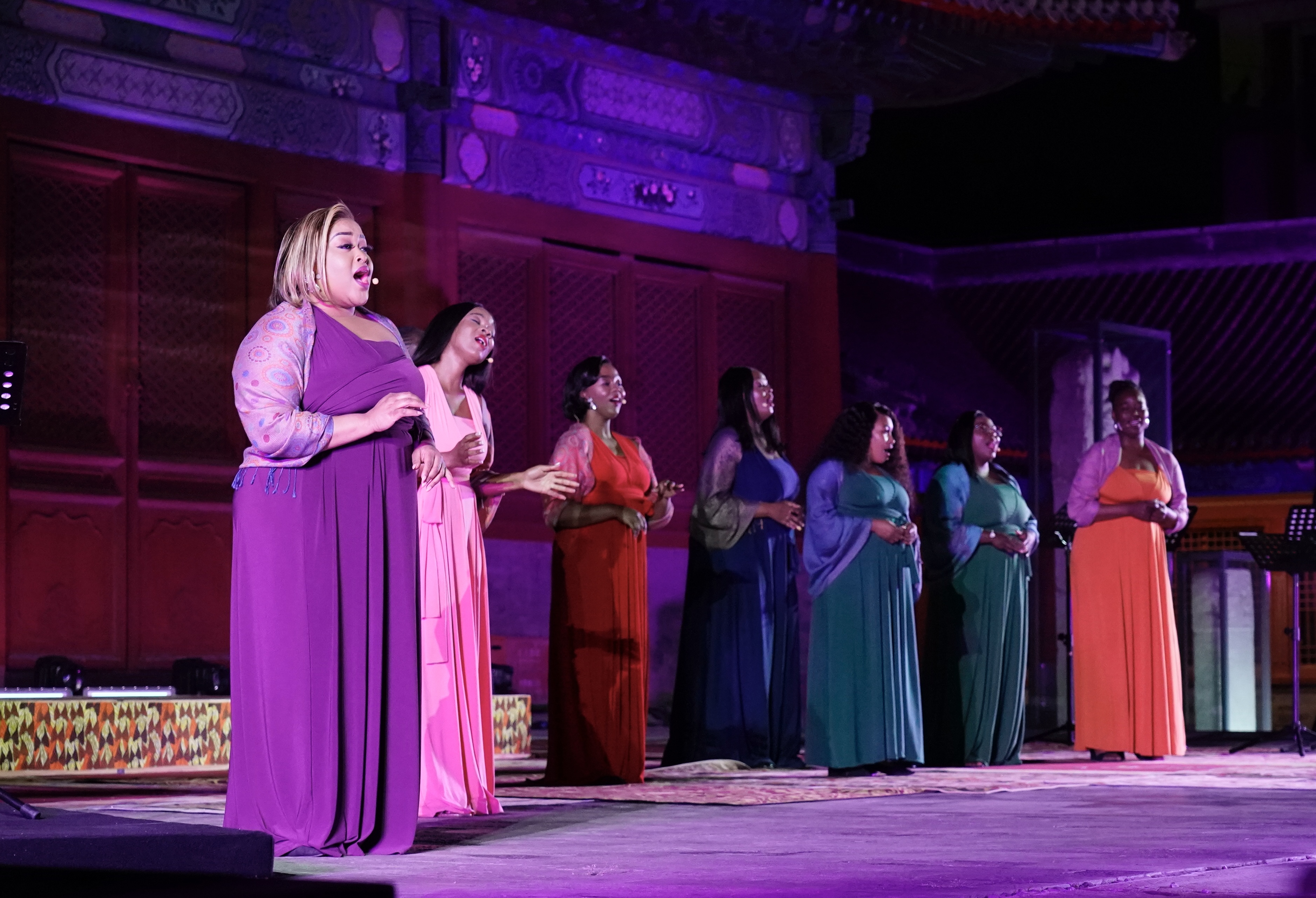 The Cape Town Opera's Chorus from South Africa stages a show at the Temple of Heaven in Beijing on Oct 10, 2024, ahead of their anticipated opera performance Porgy and Bess tonight and tomorrow evening. /Photo provided to CGTN