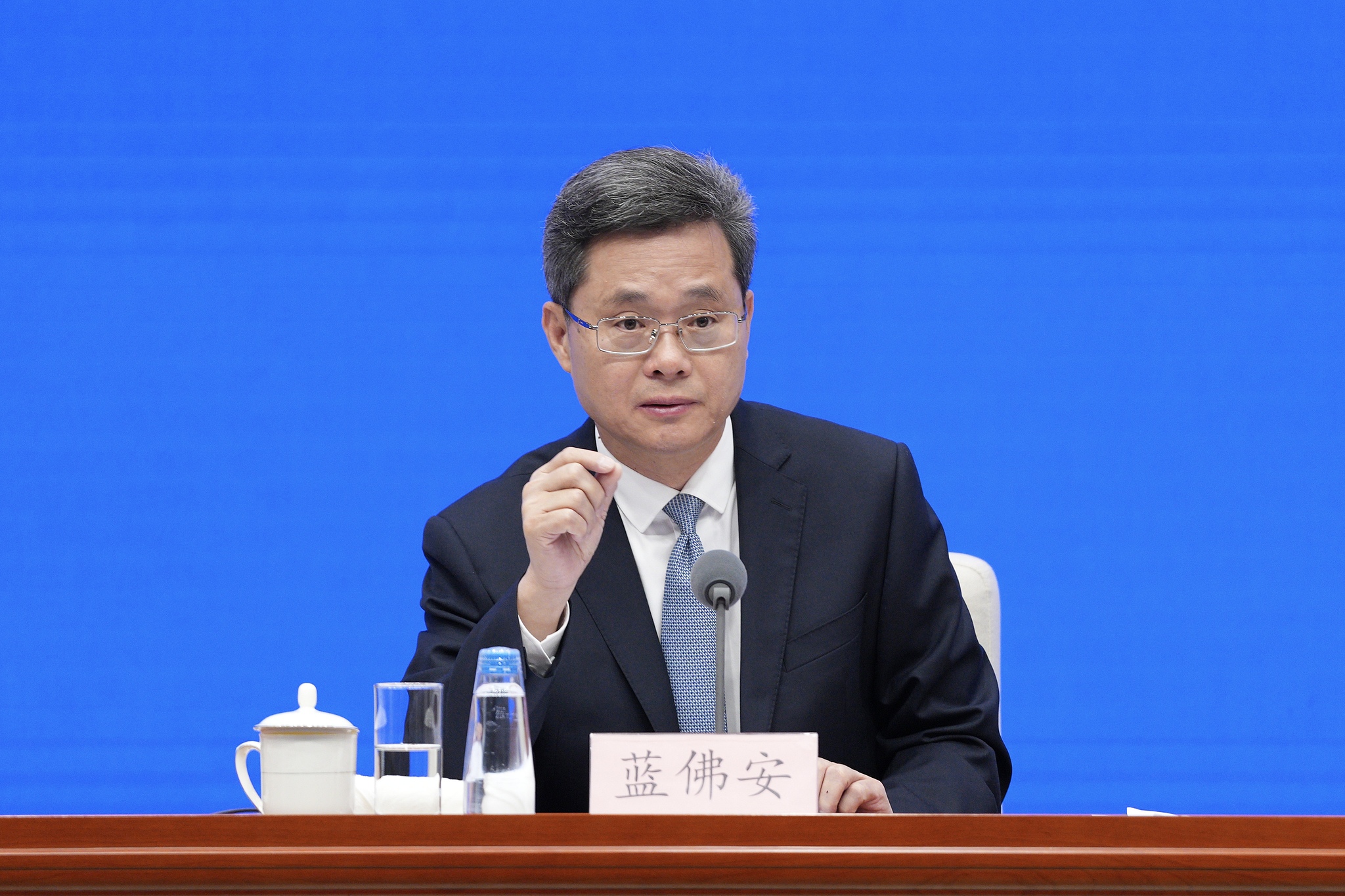 China's Minister of Finance Lan Fo'an at a press conference, Octobder 12, 2024. /CFP