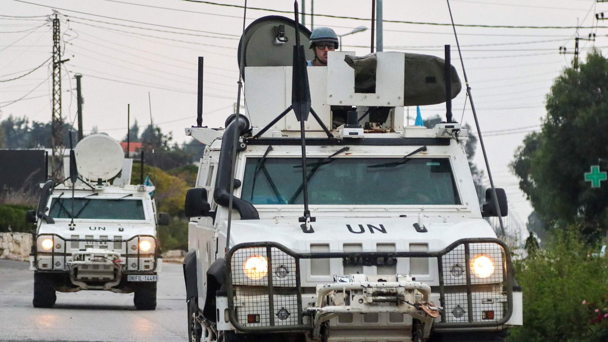 Vehicles of the United Nations Interim Force in Lebanon patrol in Marjeyoun in southern Lebanon, October 11, 2024. /CFP