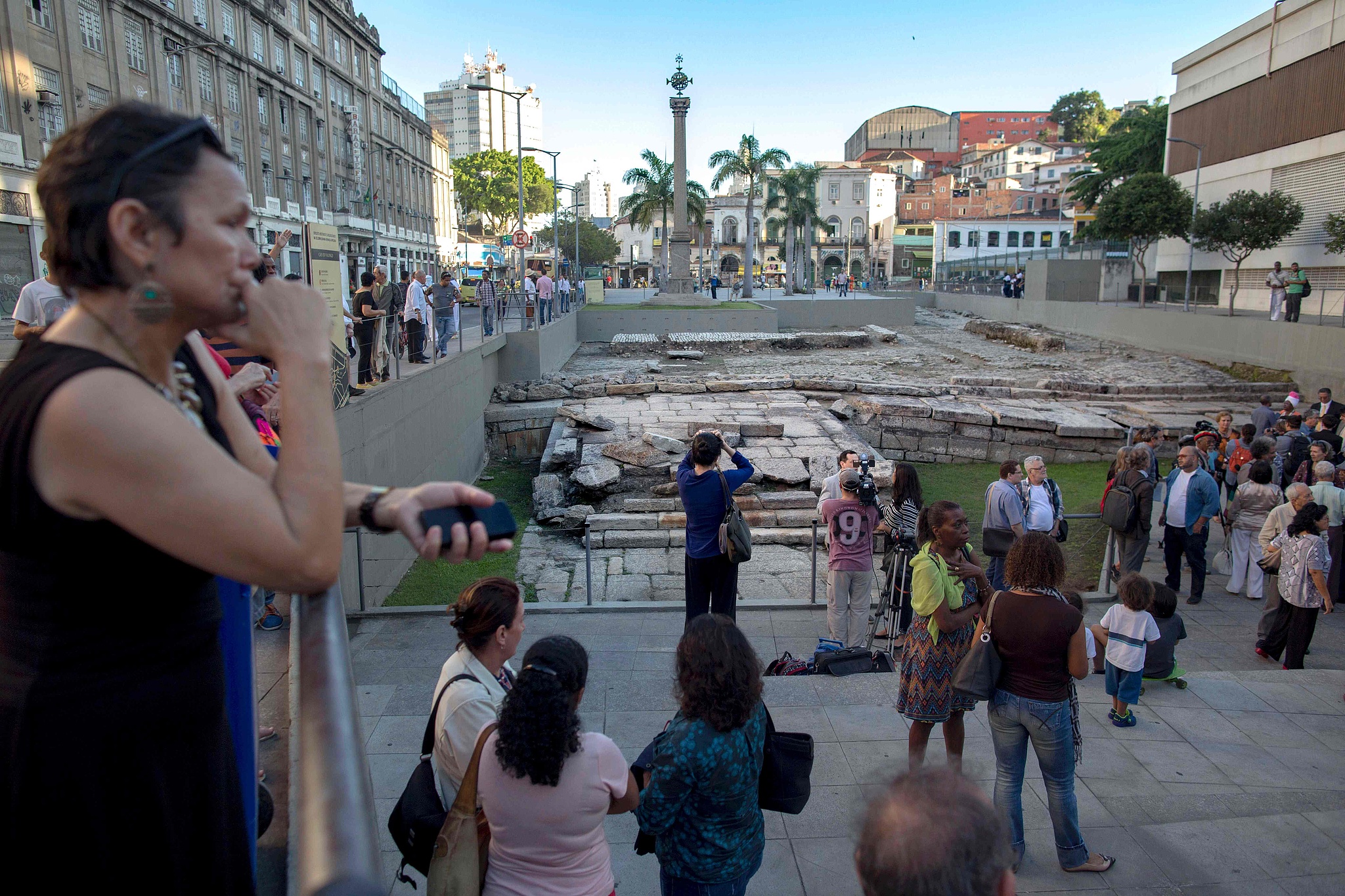 People visit the Valongo Wharf Archaeological Site in Rio de Janeiro, Brazil. /CFP