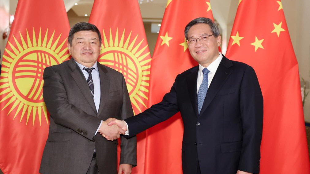 Chinese Premier Li Qiang (R) meets with Kyrgyz Prime Minister Akylbek Zhaparov in Islamabad, Pakistan, October 15, 2024.  /Xinhua