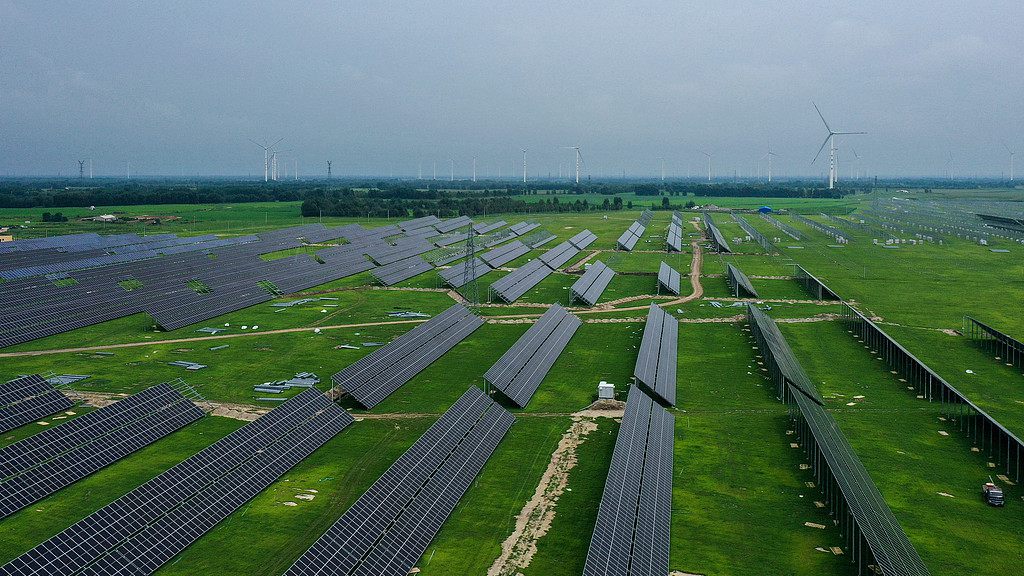 Wind turbines and solar panels in operation, Tongliao City, Inner Mongolia Autonomous Region, China, July 26, 2024. /CFP