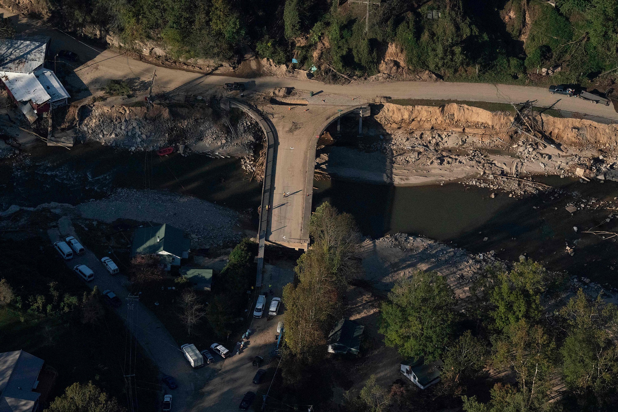 This aerial view shows destruction in Gerton, North Carolina, U.S., after the passage of Hurricane Helene, October 7, 2024. /CFP