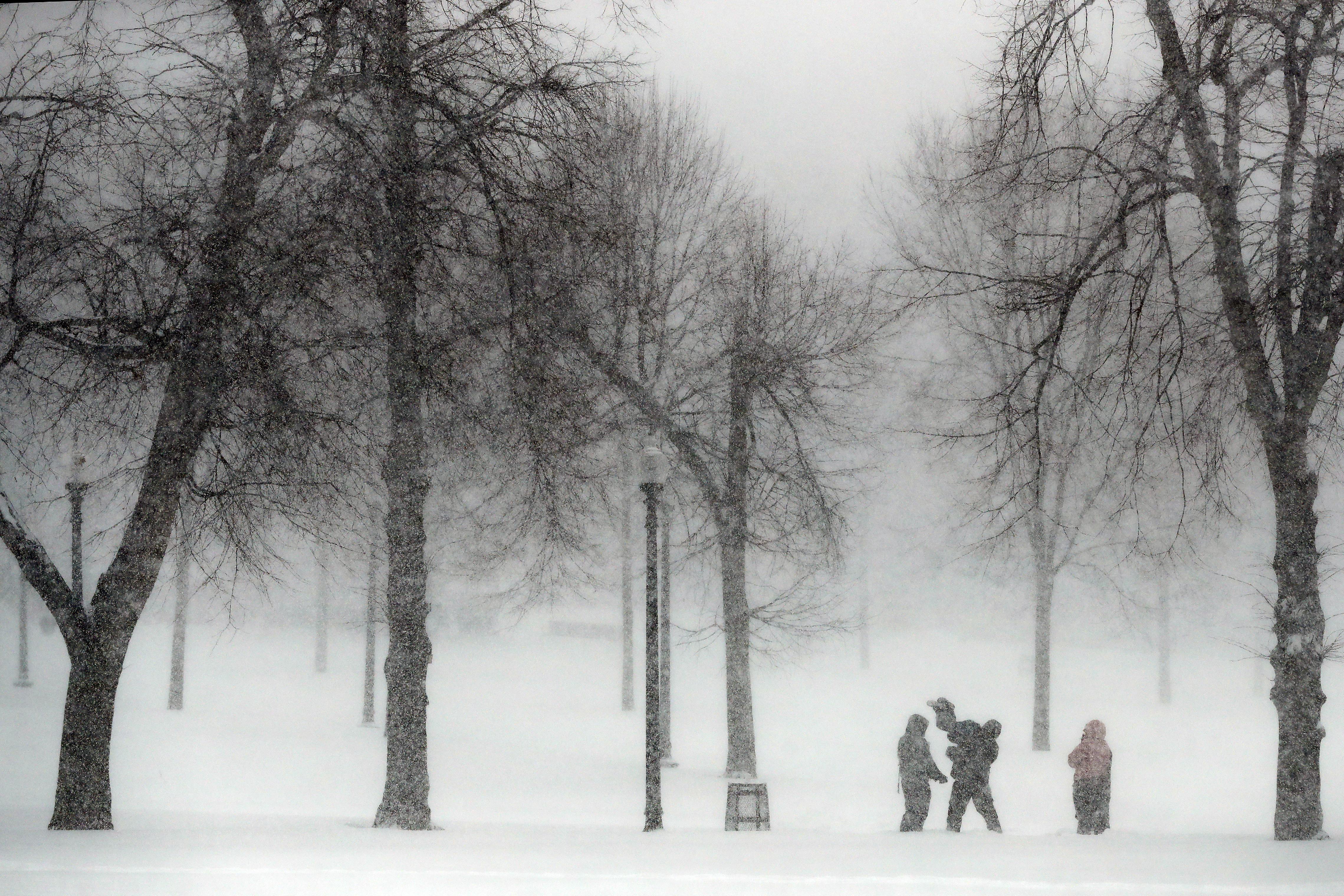 Snow falls on Boston Common, Boston, Massachusetts, U.S., Jan. 29, 2022. /AP Photo