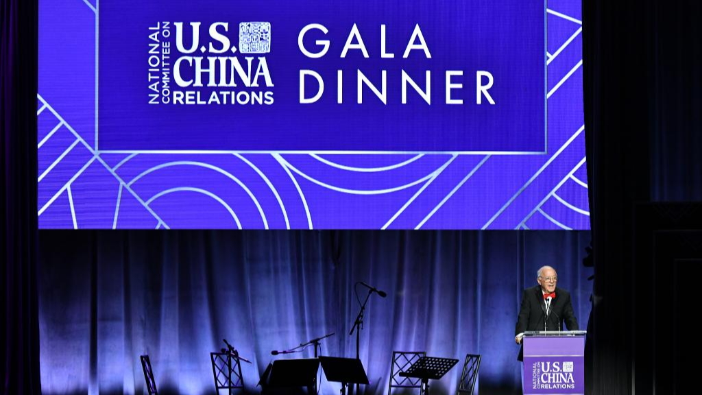 NCUSCR President Stephen Orlins speaks at the annual Gala Dinner of the National Committee on U.S.-China Relations (NCUSCR) in New York, the United States, October 15, 2024. /Xinhua