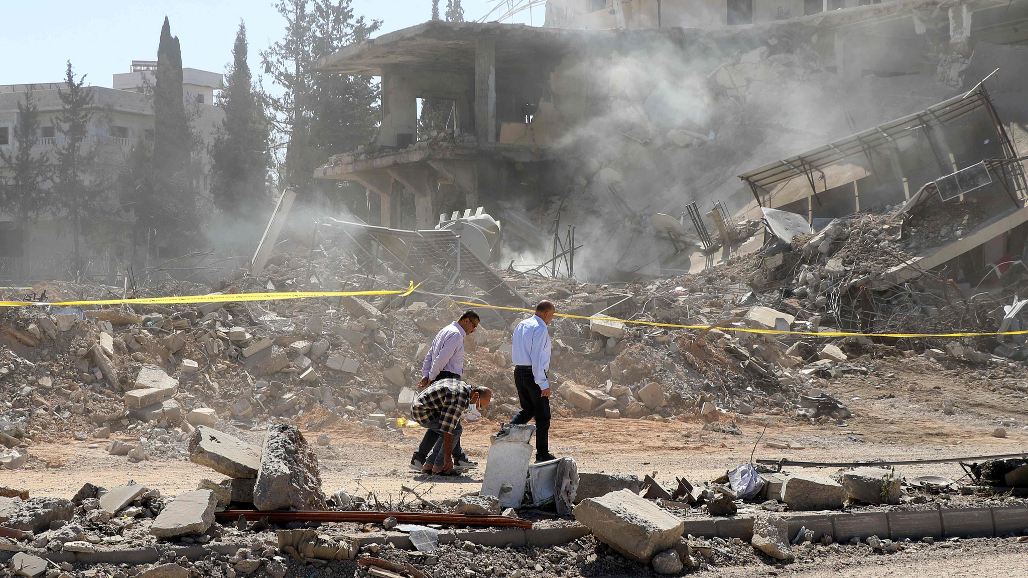 A destroyed building following an Israeli air strike in the village of Douris, southeast of Baalbek in Bekaa Valley, east Lebanon, October 15, 2024. /CFP