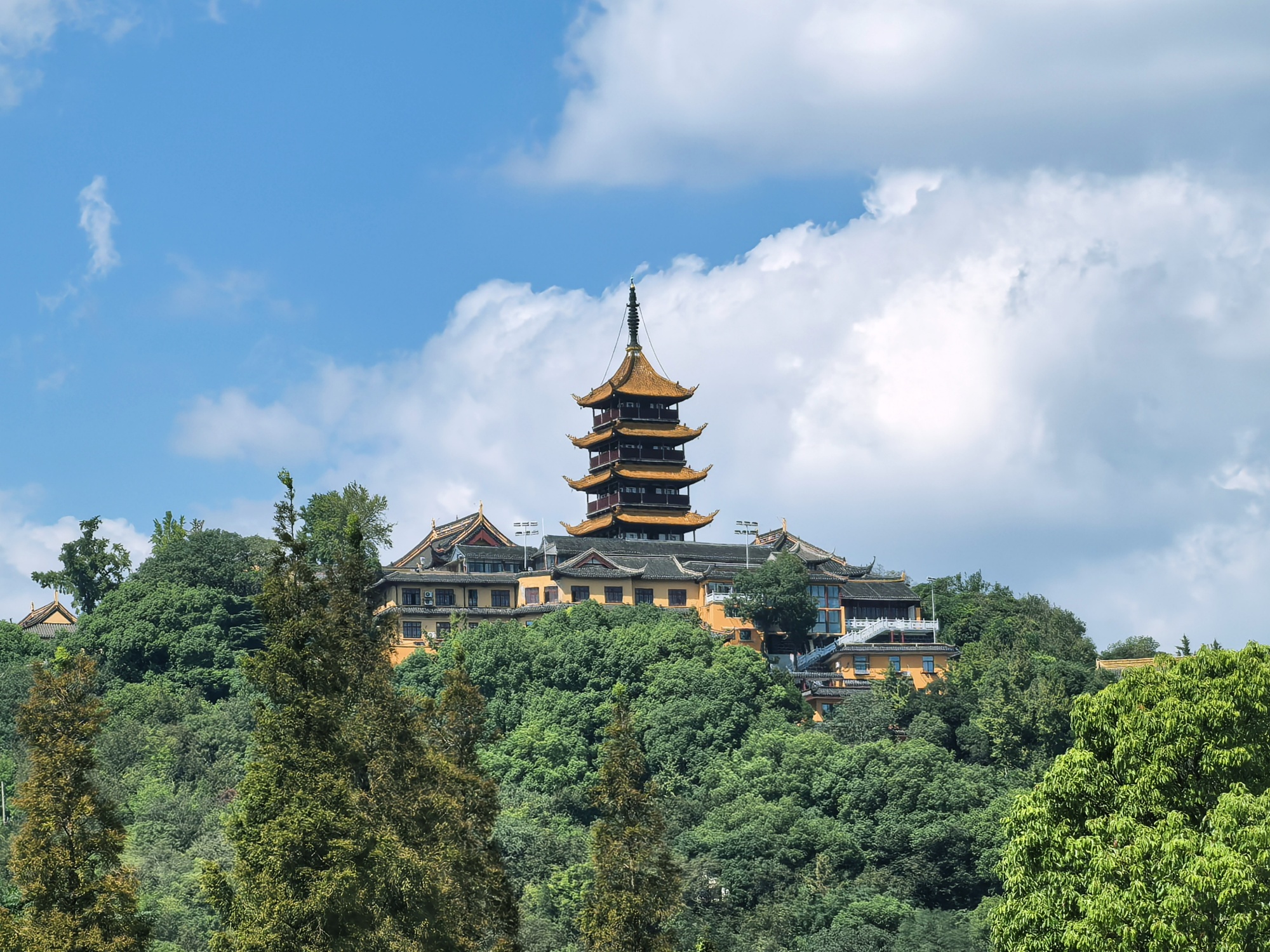 The summit of Langshan, or Wolf Hill, in Nantong, east China's Jiangsu Province, is seen in this photo taken on October 3, 2024. /CGTN