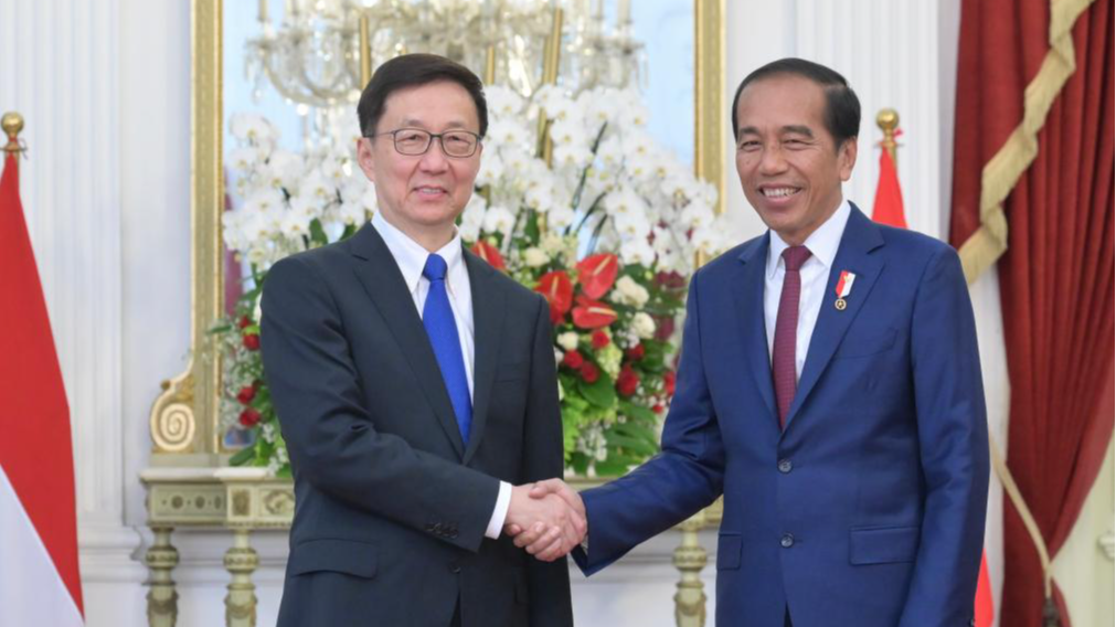 Chinese Vice President Han Zheng meets with Indonesian President Joko Widodo in Jakarta, Indonesia, October 19, 2024. /Xinhua