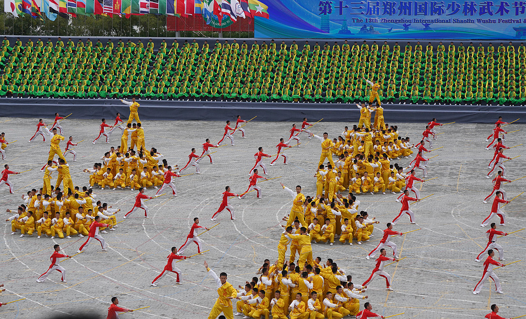 This photo taken on October 19 captures the opening ceremony of the 13th Zhengzhou International Shaolin Wushu Festival in Dengfeng, Henan Province. /CFP