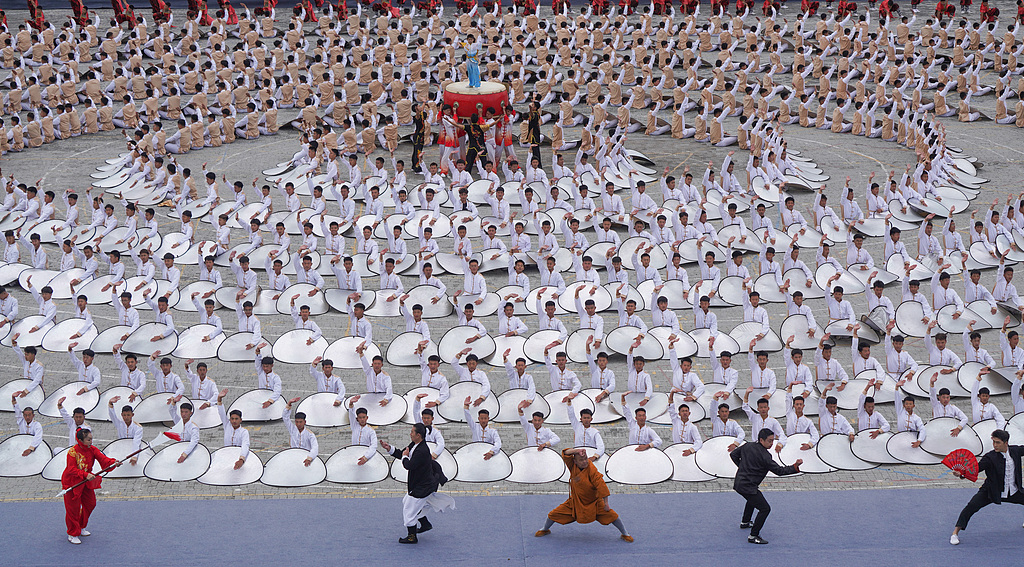 This photo taken on October 19 captures the opening ceremony of the 13th Zhengzhou International Shaolin Wushu Festival in Dengfeng, Henan Province. /CFP