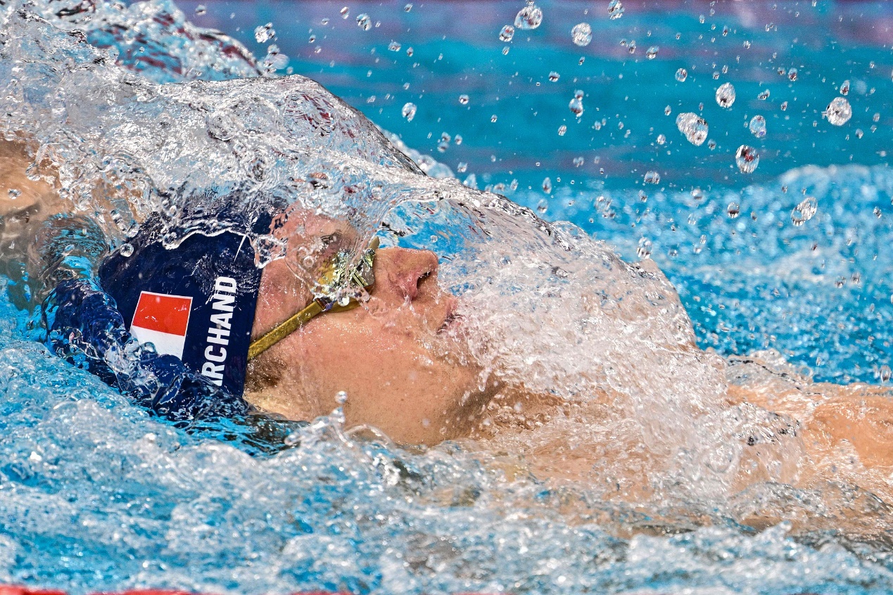 France's Leon Marchand competes in the men's 400m individual medley final at the World Aquatics Swimming World Cup in Shanghai, China, October 20, 2024. /CFP