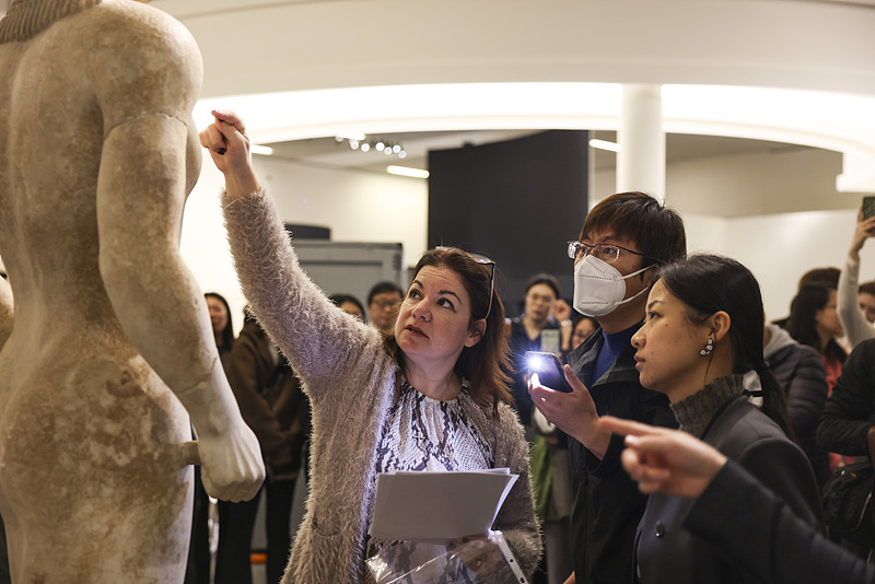 Staff members busily prepare for the upcoming exhibition on ancient Greece at the National Museum of China in Beijing, October 21, 2024. /CFP