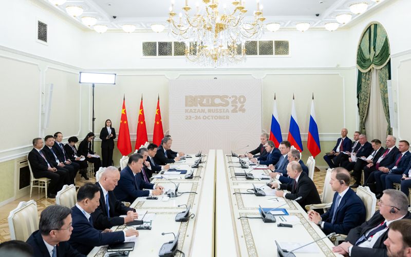 Chinese President Xi Jinping meets with Russian President Vladimir Putin in Kazan, Russia, October 22, 2024. /Xinhua