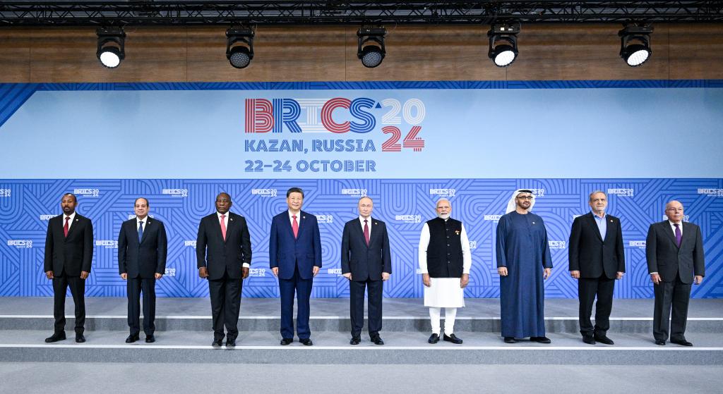 Leaders of the BRICS countries pose for a group photo during the 16th BRICS Summit in Kazan, Russia, October 23, 2024. /Xinhua