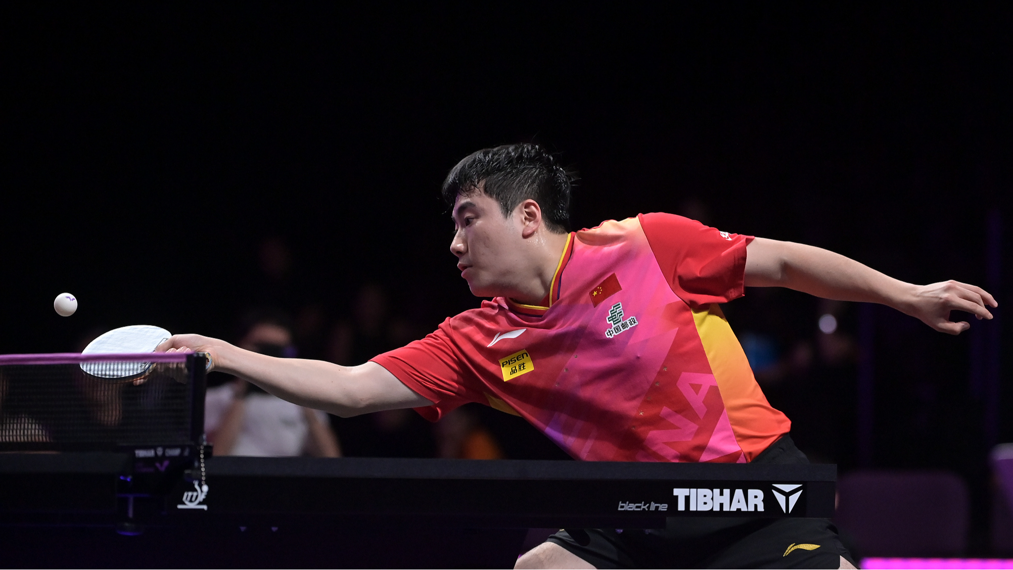 Liang Jingkun in action in the first round of WTT Champions Montpellier in Montpellier, France, October 22, 2024. /CFP