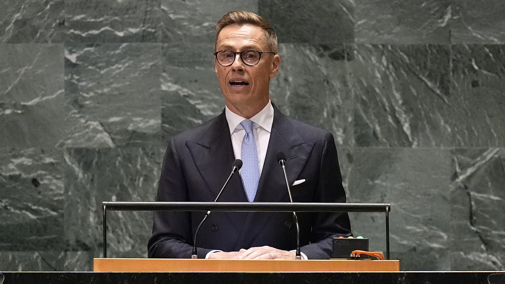 President of Finland Alexander Stubb addresses the 79th session of the United Nations General Assembly in New York, U.S., September 25, 2024. /CFP