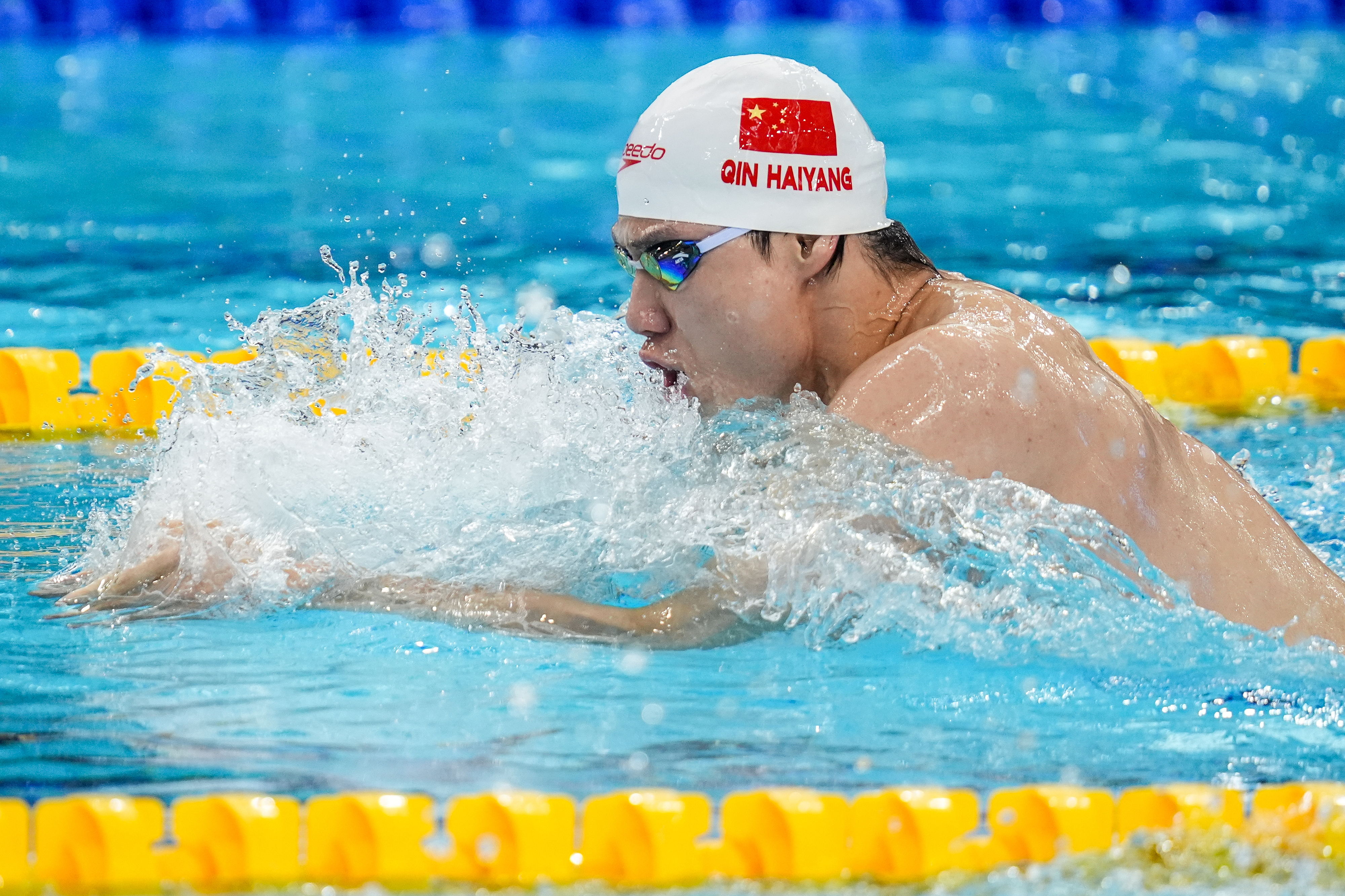 Qin Haiyang of China competes in the men's 50m breaststroke final during the World Aquatics Swimming World Cup 2024 in Incheon, South Korea, October 25, 2024. / CFP