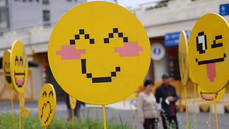 Smiling emoji installations create a happy place in Shanghai