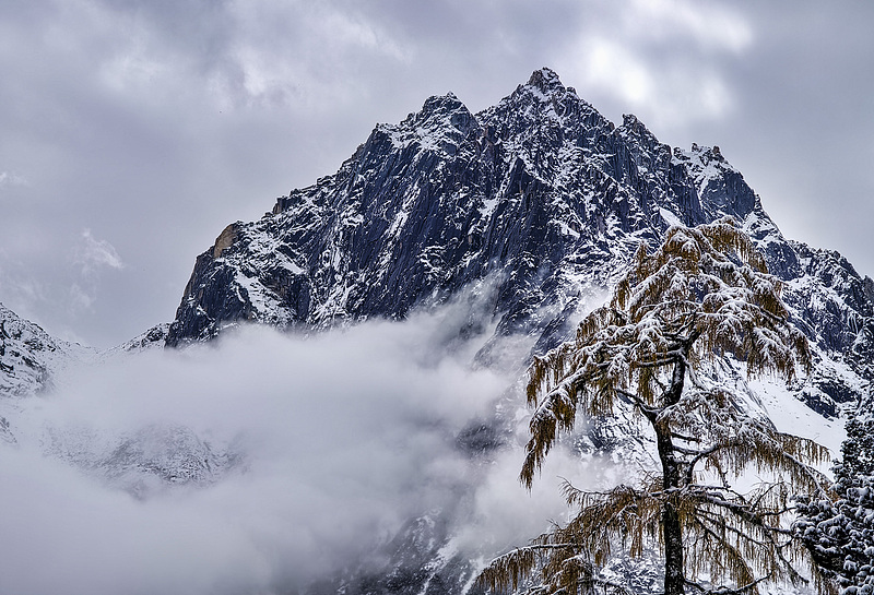 Snowfall appears at Bipeng Valley in southwest China's Sichuan Province, October 26, 2024. /CFP