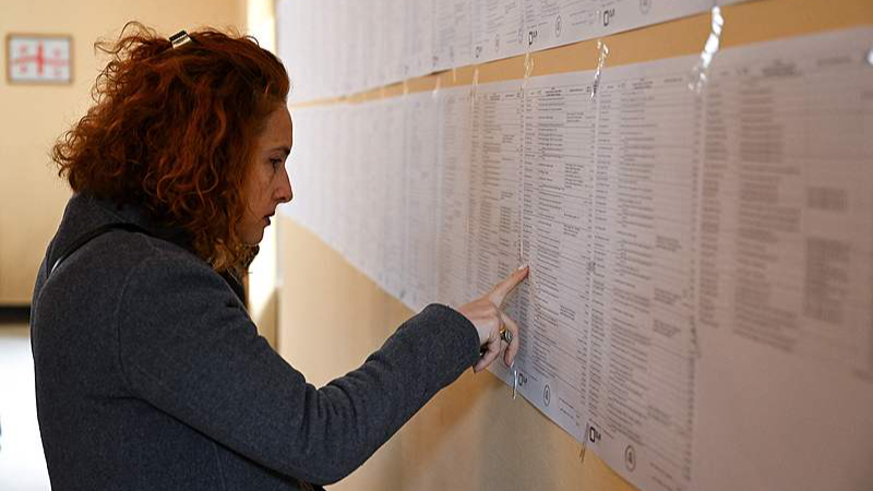 A voter visits a polling station during Georgia's parliamentary elections in Tbilisi, Georgia, October 26, 2024. /CFP