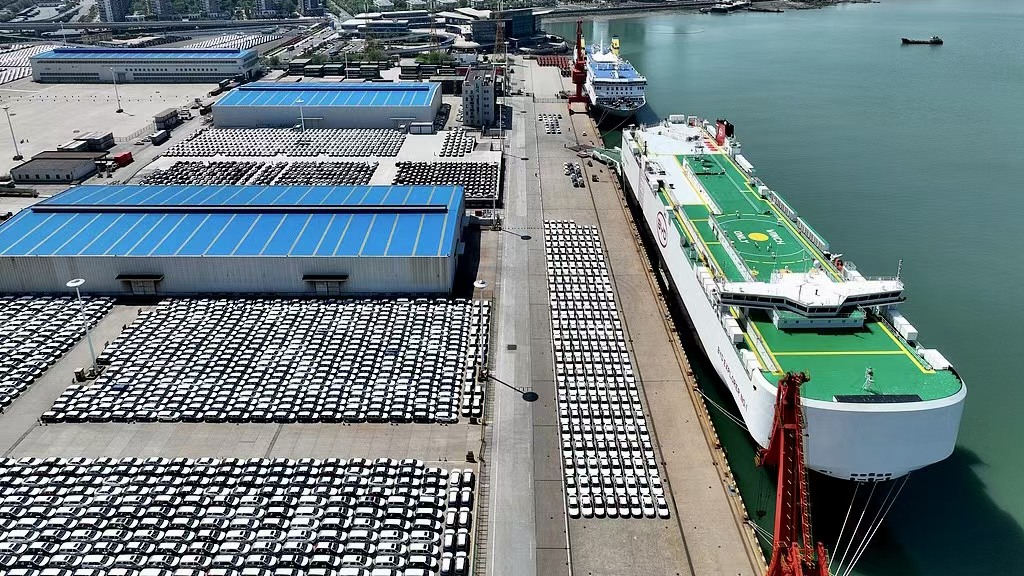 Cars awaiting export at a port in east China's Jiangsu Province, April 25, 2024. /CFP