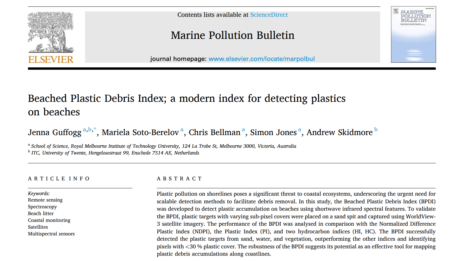 A screenshot of a section of the study published in the Marine Pollution Bulletin journal, October 31, 2024. /courtesy of Marine Pollution Bulletin