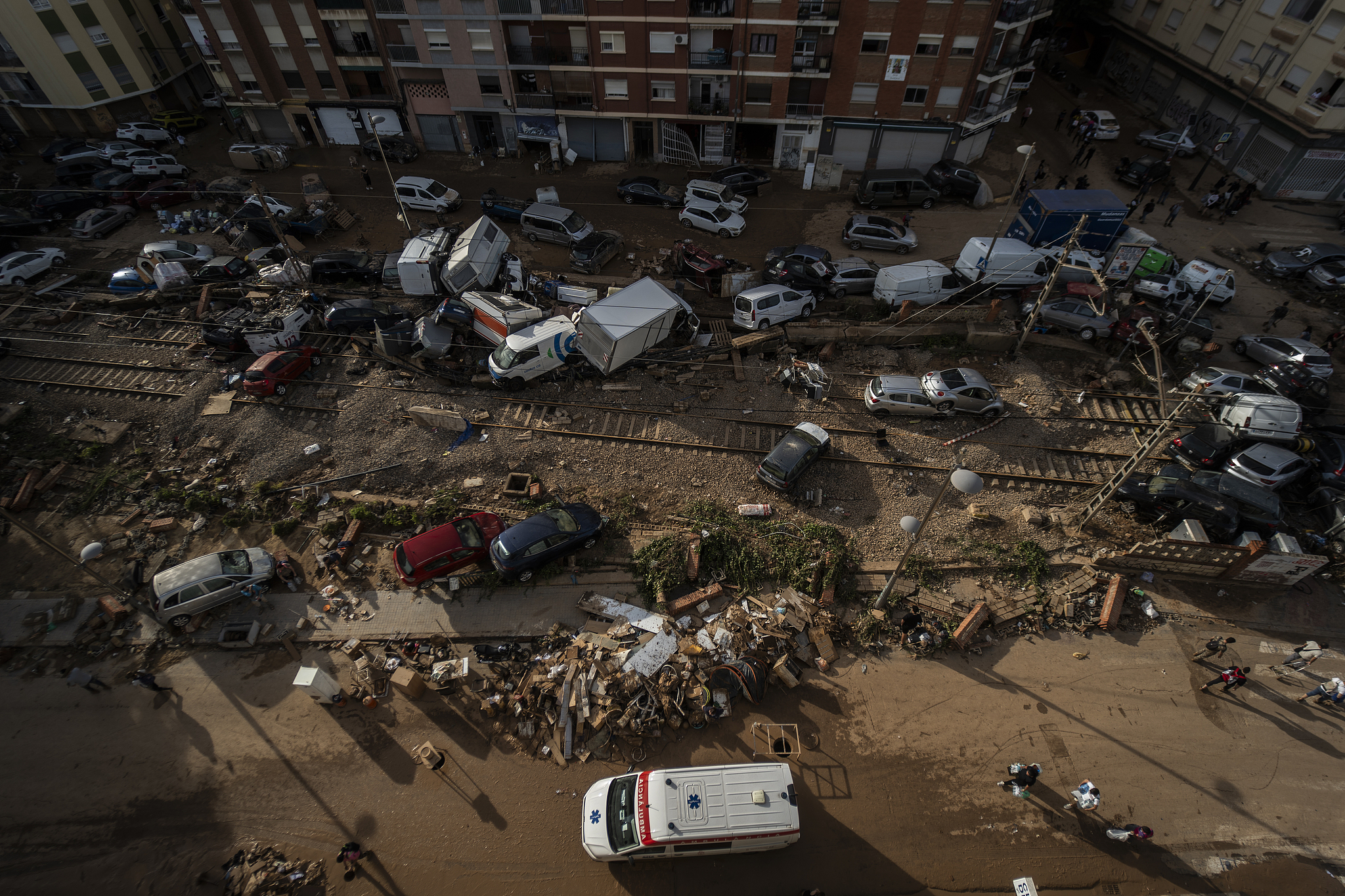 Areas of the level crossing between Alfafar and Sedavi affected by the flooding, Valencia, Spain, November 1, 2024. /CFP