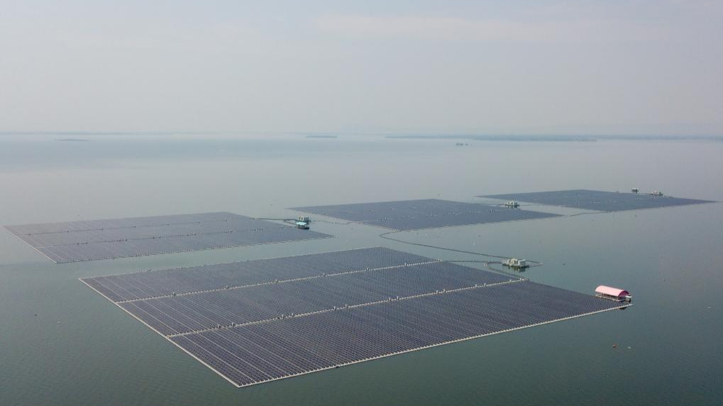 The Ubolratana Dam hydro-floating solar hybrid power plant jointly built by Chinese and Thai companies in Khon Kaen, Thailand, March 5, 2024. /Xinhua