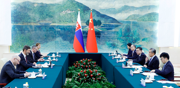 Chinese Foreign Minister Wang Yi, also a member of the Political Bureau of the Communist Party of China Central Committee, holds talks with Slovak Foreign and European Affairs Minister Juraj Blanar in Beijing, China, November 1, 2024. /Chinese Foreign Ministry