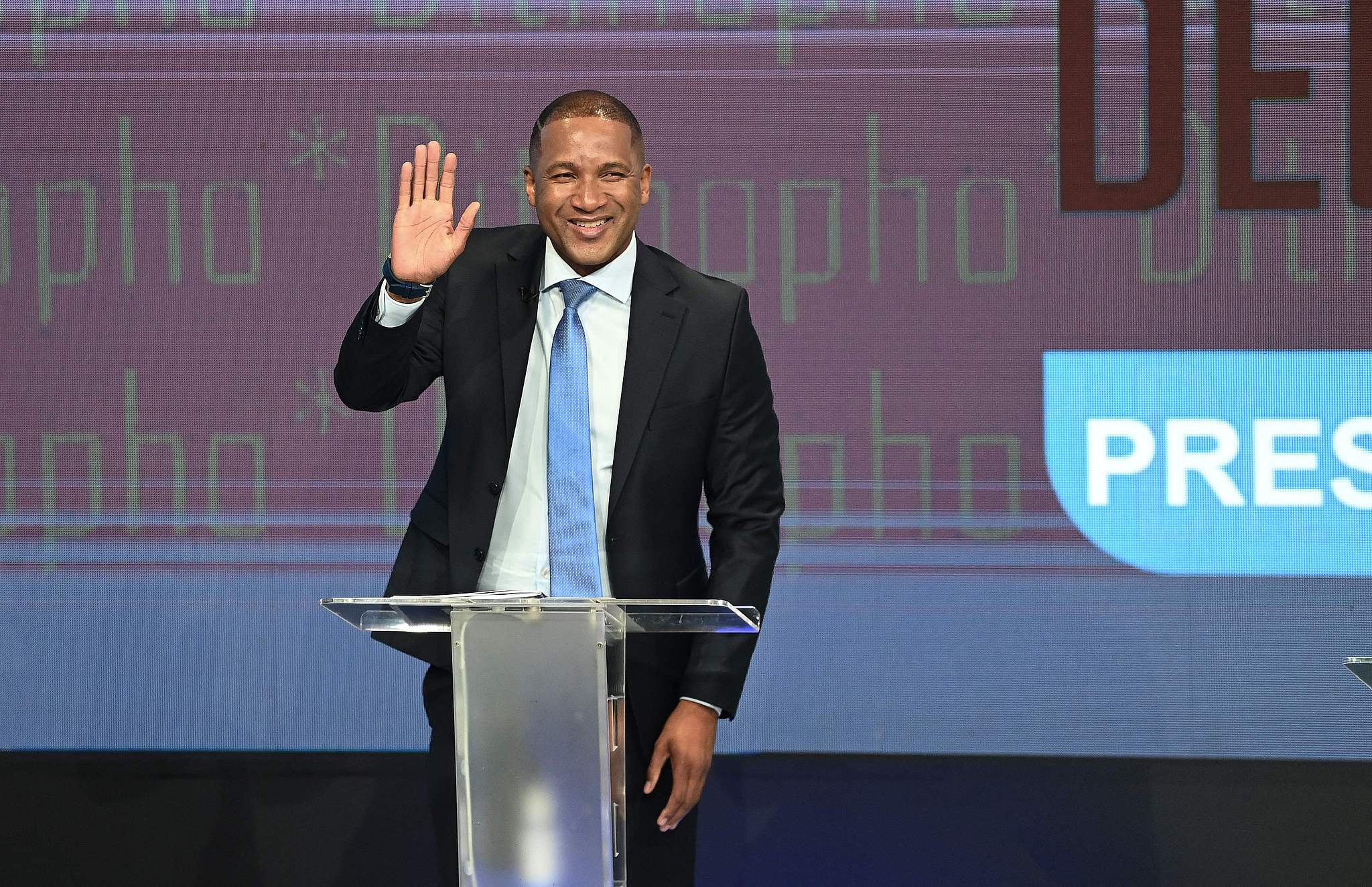 Umbrella for Democratic Change (UDC) presidential candidate Duma Boko at the presidential debate in Gaborone ahead of Botswana's general election, October 30, 2024. /CFP