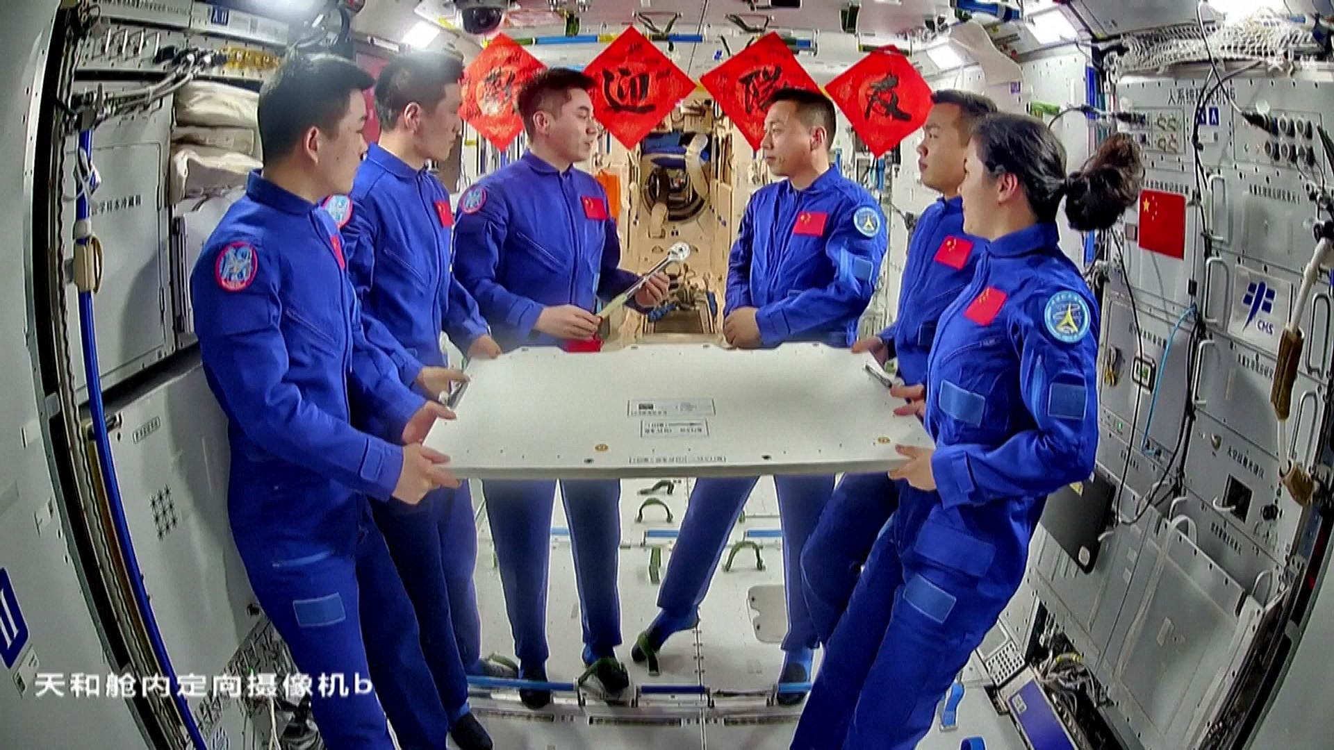 The Shenzhou-18 crew carries out handover work with the Shenzhou-19 crew, November 1, 2024. /China Manned Space Engineering Office