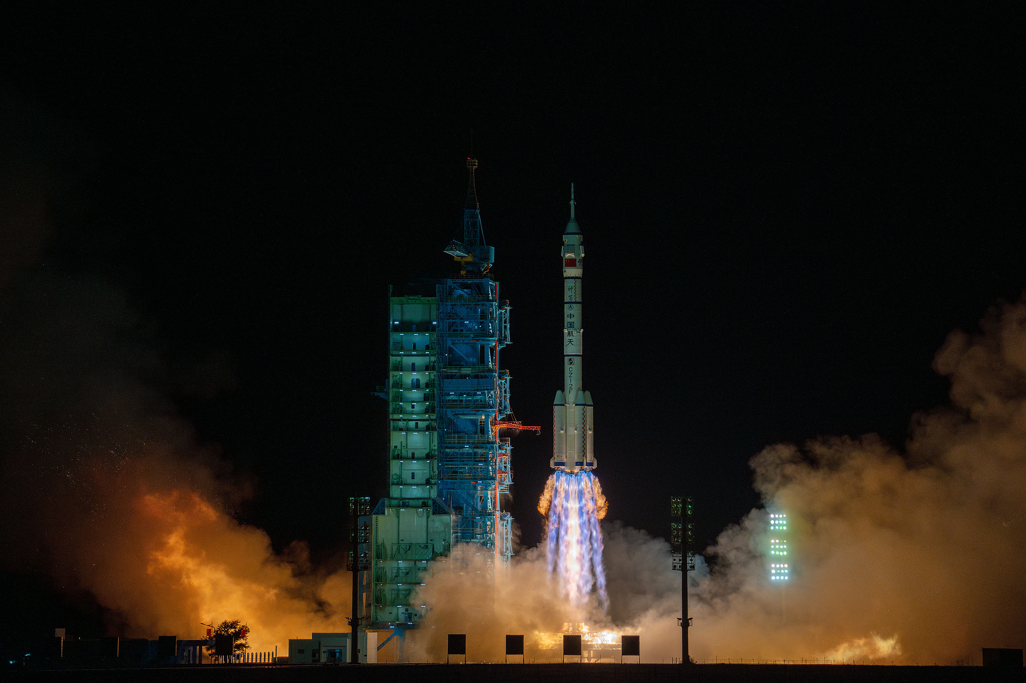 The Shenzhou-18 manned spaceship, atop a Long March-2F carrier rocket, is launched from the Jiuquan Satellite Launch Center in northwest China, April 25, 2024. /CFP