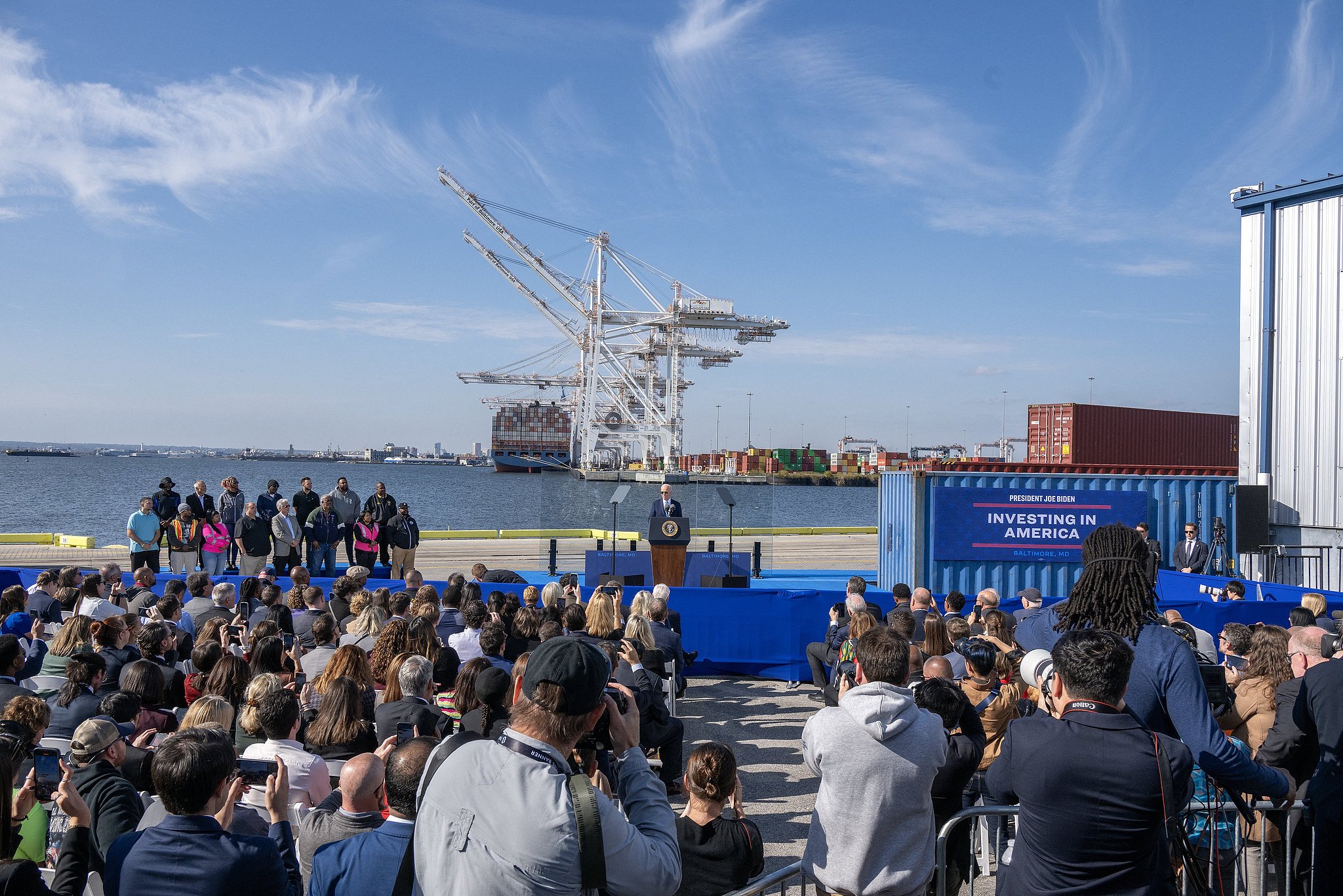 United States President Joe Biden delivers remarks at the Port of Baltimore in Baltimore, Maryland, US, on October 29, 2024. /CFP