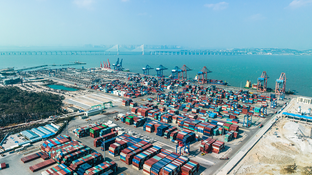 A file photo of a container terminal in Quanzhou City, southeast China's Fujian Province. /CFP