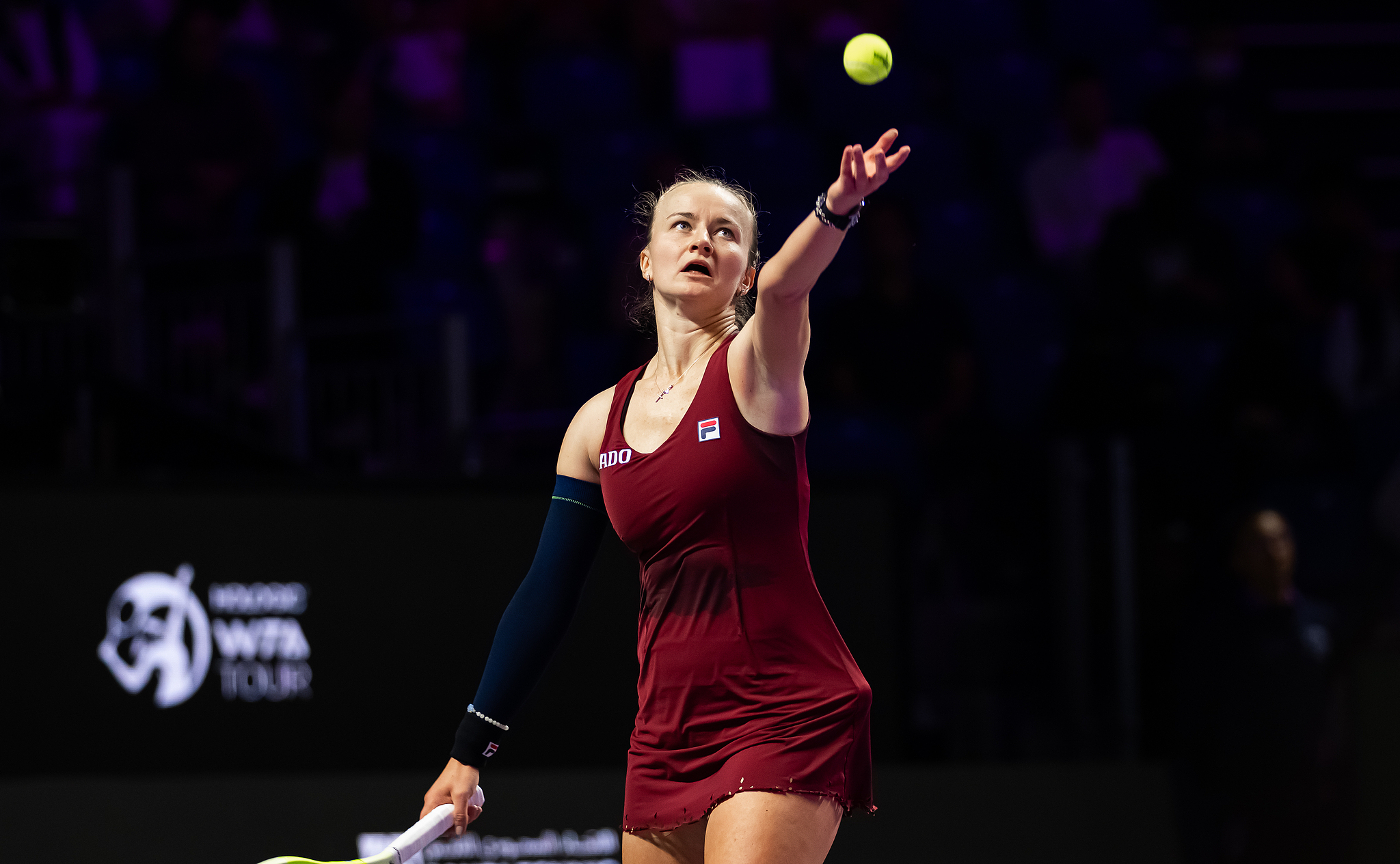 Barbora Krejcikova serves against Jessica Pegula in their second round robin match of WTA Finals in Riyadh, Saudi Arabia, November 5, 2024. /CFP