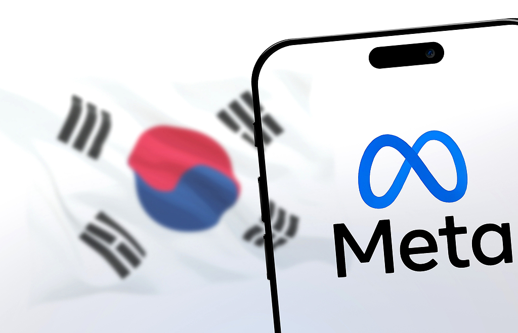 Meta's logo and the South Korean flag. /CFP