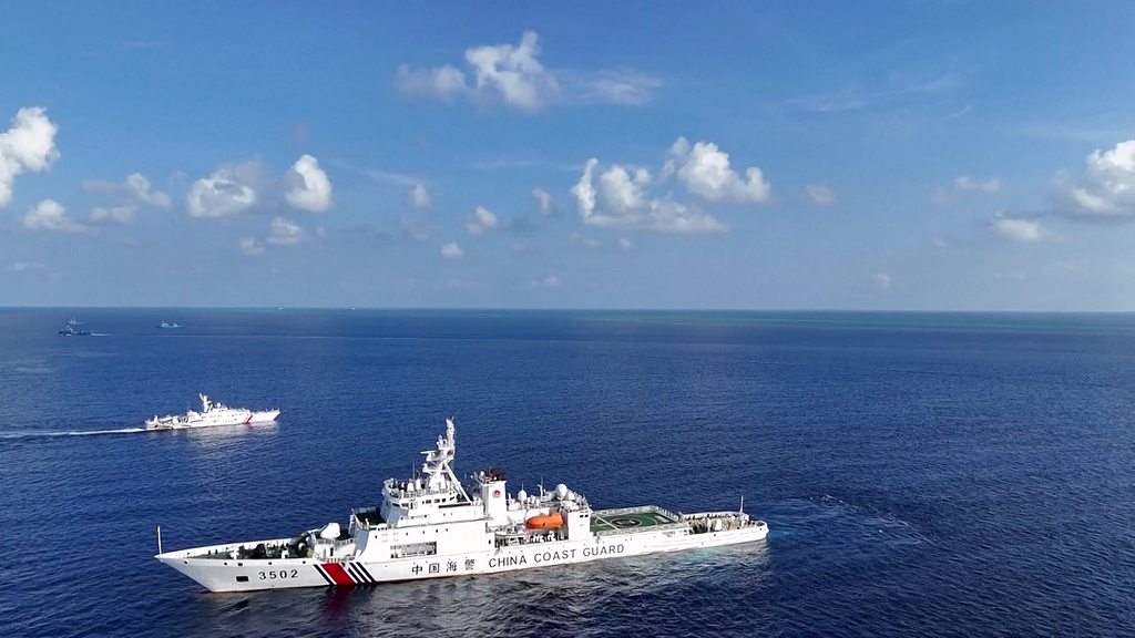 The Chinese Coast Guard carries out law enforcement activities in waters off Huangyan Island, May 15, 2024. /CFP