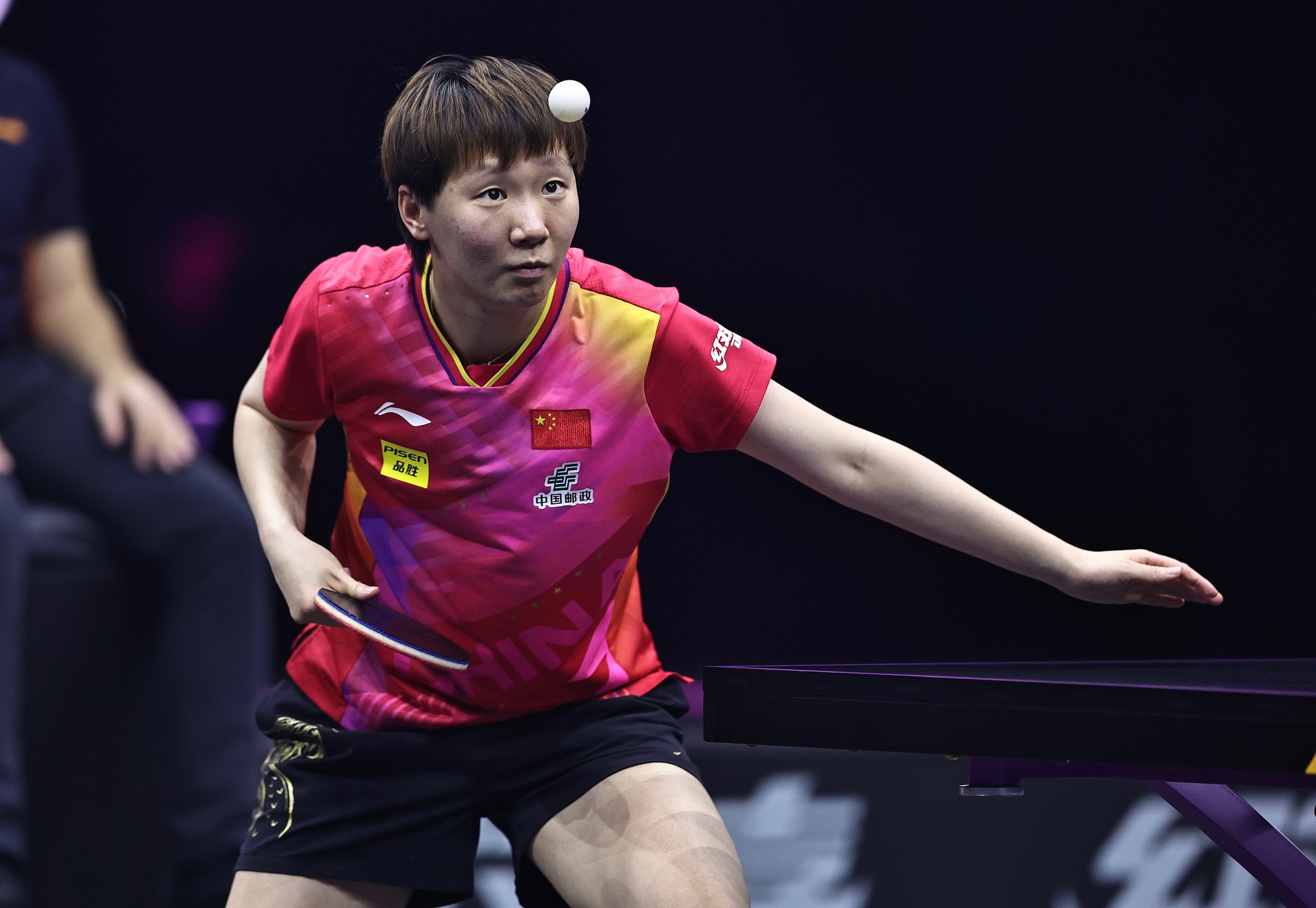 China's Wang Manyu in the women's singles match against Joo Cheon-hui of South Korea at the World Table Tennis (WTT) Champions Frankfurt in Frankfurt, Germany, November 7, 2024. /CFP