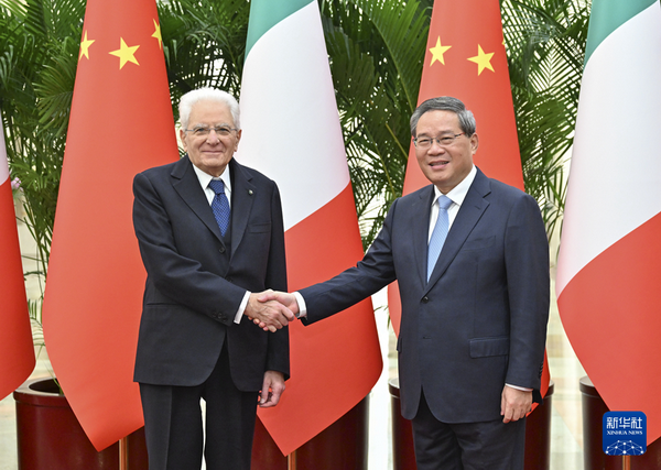 Chinese Premier Li Qiang meets with Italian President Sergio Mattarella in Beijing, November 9, 2024. /Xinhua