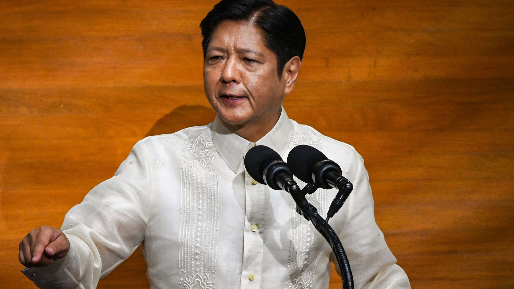 Philippine President Ferdinand Romualdez Marcos speaks at the House of Representatives in Manila, the Philippines, July 22, 2024. /CFP