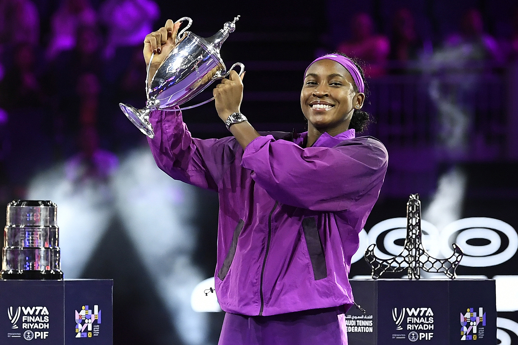 Coco Gauff of the U.S. wins the Women's Tennis Association (WTA) Finals women's singles championship in Riyadh, Saudi Arabia, November 9, 2024. /CFP