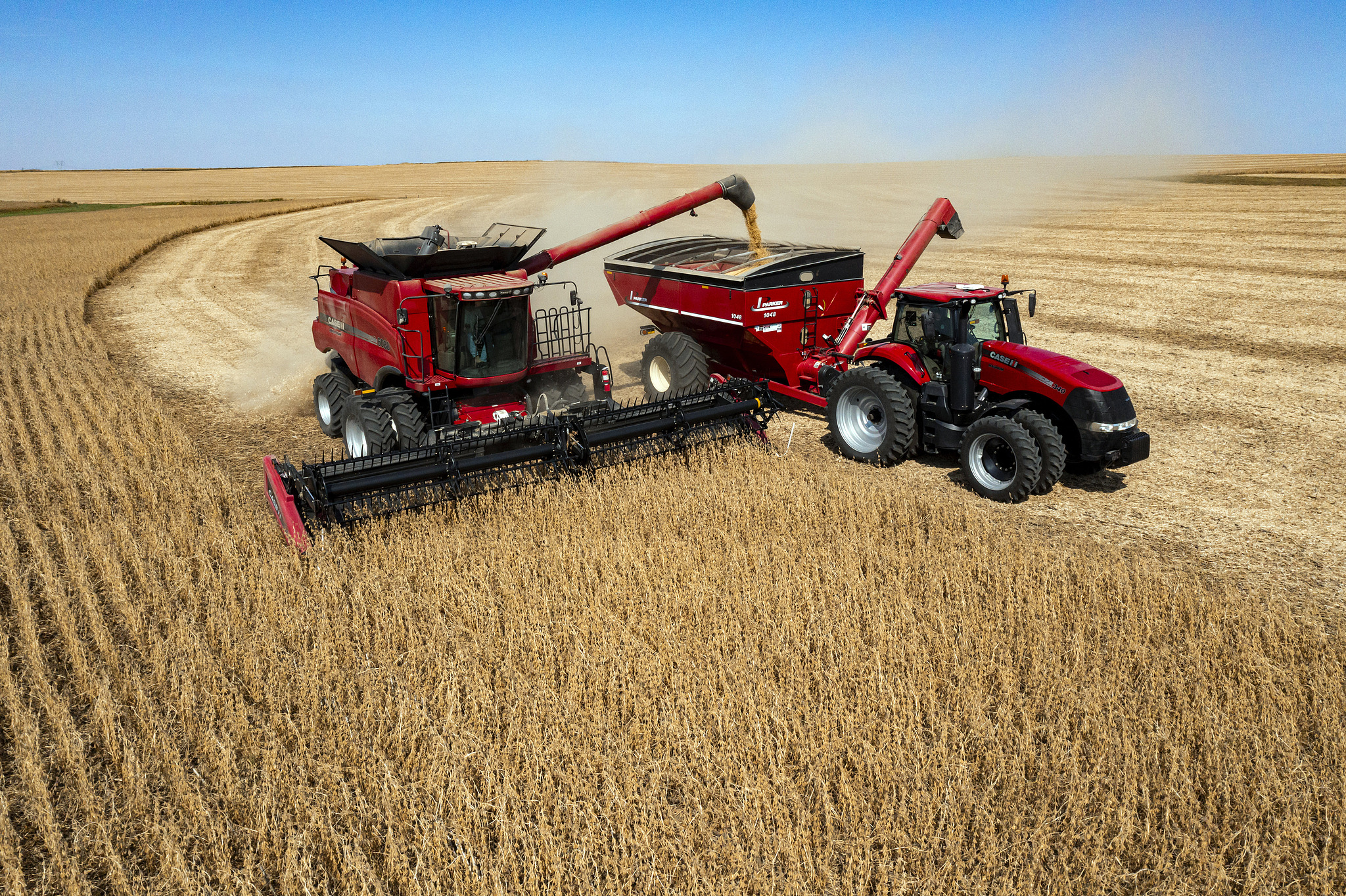 Farmer harvesting soybeans on the Voss farm near Palo, Iowa, US, on October 2, 2024./ CFP